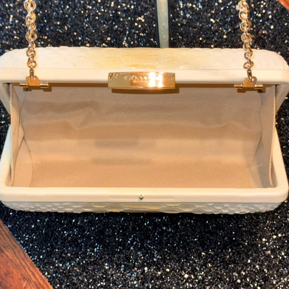 Coach Cream and Gold Textured Clutch
